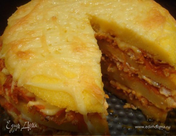 Полента с фаршем и сыром