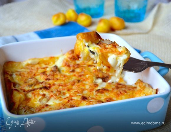 Ньокки-суфле под грибным соусом бешамель 