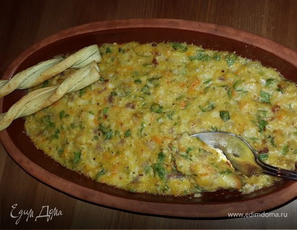 Запеканка из чечевицы с кабачком и сыром.