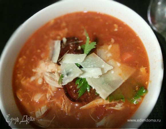 Куриный чили-суп с белой фасолью 