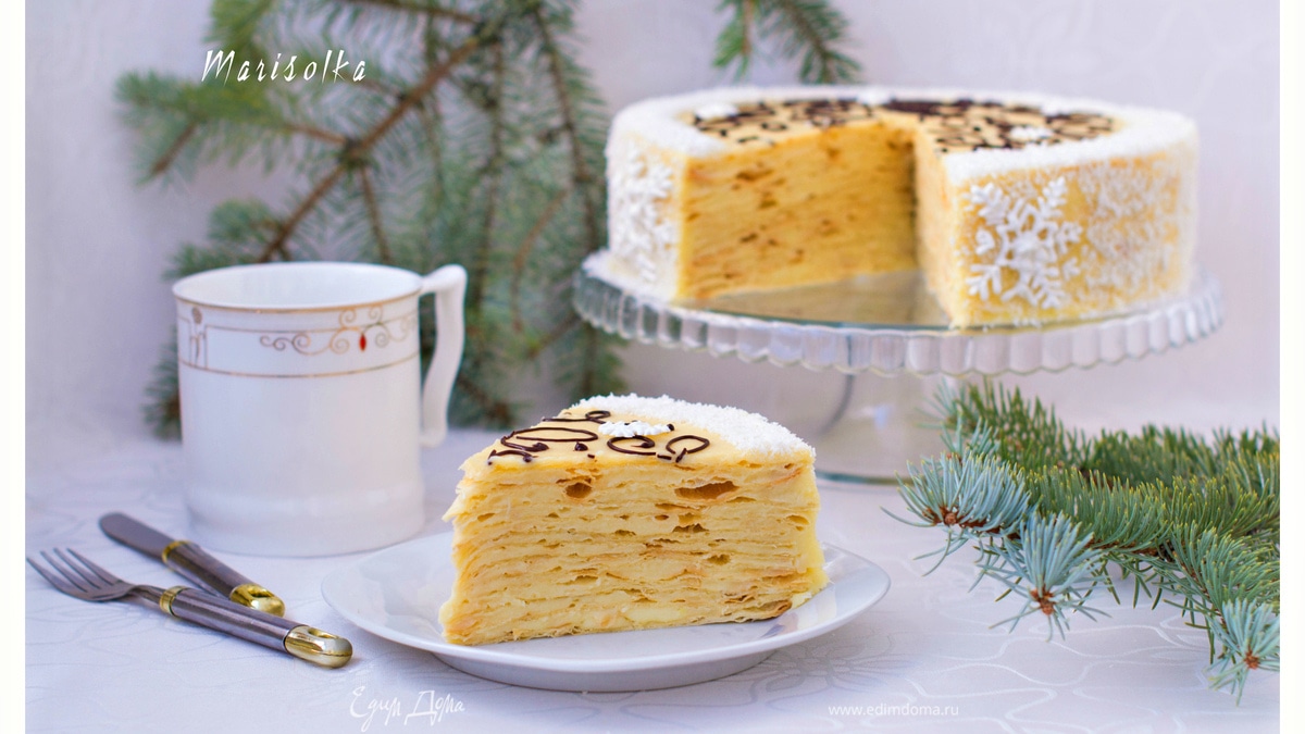 Слоеный торт с заварным кремом