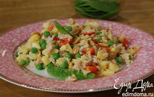 Рецепт Рисовый салат с курицей, ананасом и сладким перцем