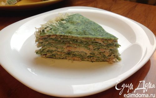 Рецепт Блинный тортик со шпинатом и тунцом