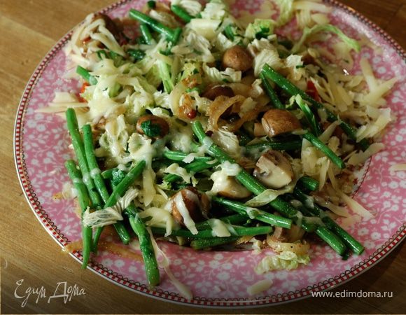 Грибы с фасолью, капустой и сыром Грибы с фасолью, капустой и сыром