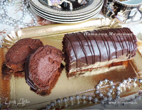 Шоколадный рулет с арахисовым пралине "Трюфельный"