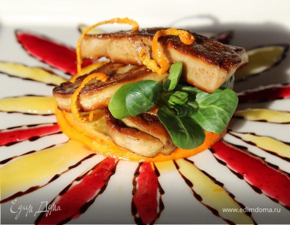 Фуа-гра с клюквенным и апельсиновым соусами