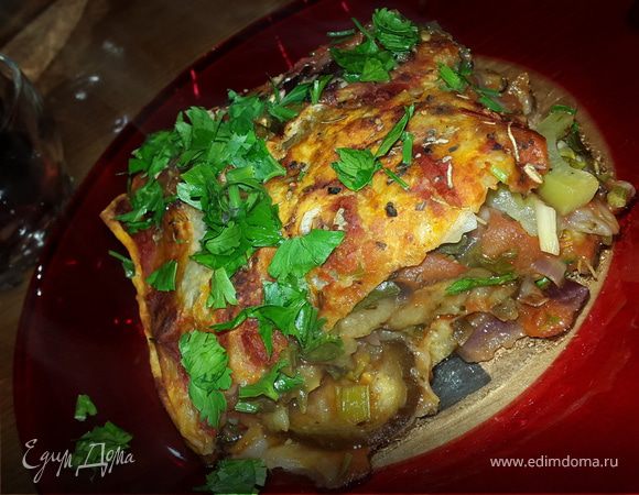 Постная запеканка с баклажанами а-ля лазанья