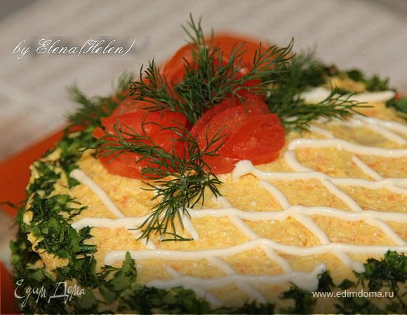 Закусочный печёночный тортик Закусочный печёночный тортик