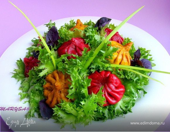 Постные цветные хинкали к 8 марта Постные цветные хинкали к 8 марта