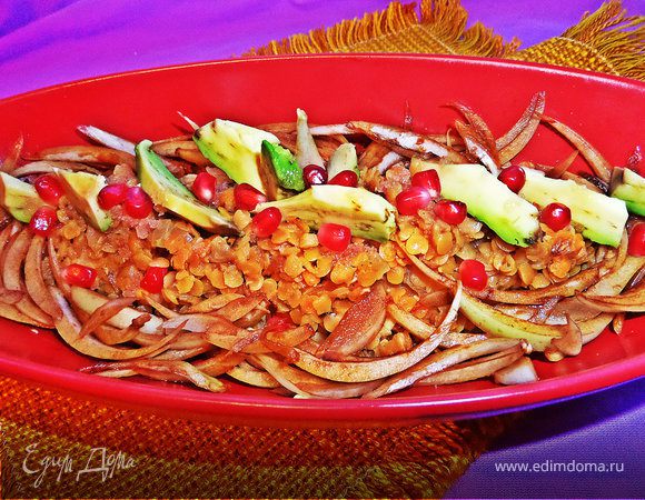 Чечевица с пикантным луком и авокадо Чечевица с пикантным луком и авокадо