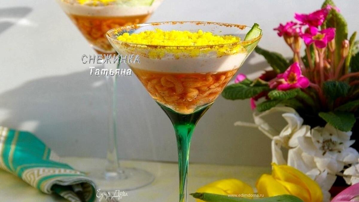 Закуска с креветками в вине и муссом из форели «Вдохновение весной»