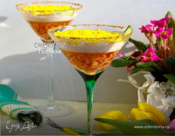 Закуска с креветками в вине и муссом из форели «Вдохновение весной»