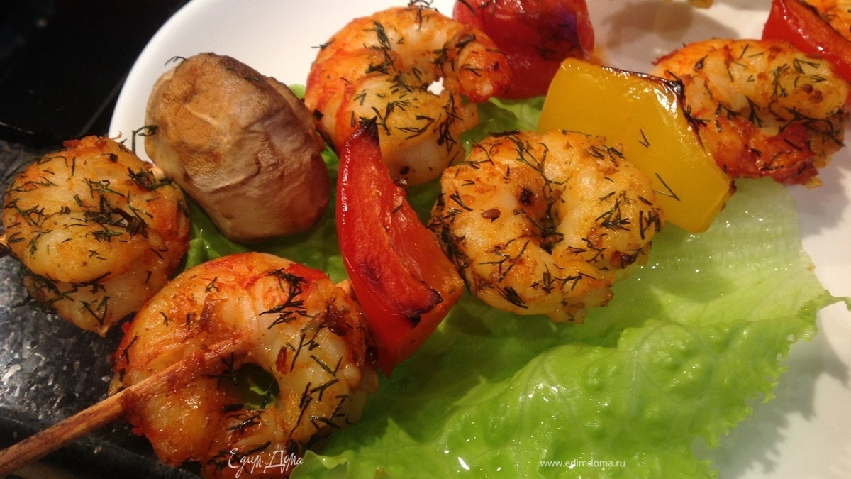 Шашлычки из креветок