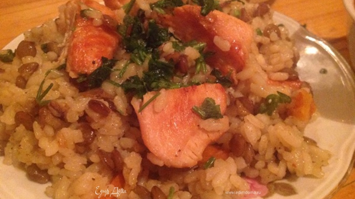 Рис с курицей и чечевицей