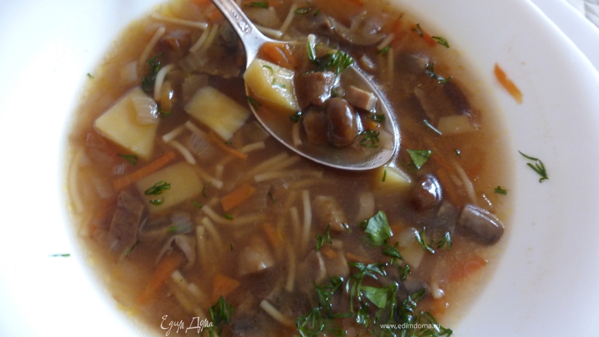 Грибной суп из трех видов грибов