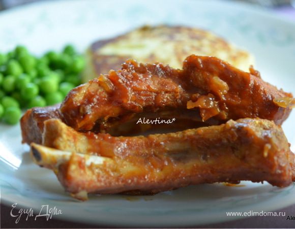 Свиные ребрышки, вареные в маринаде Свиные ребрышки, вареные в маринаде