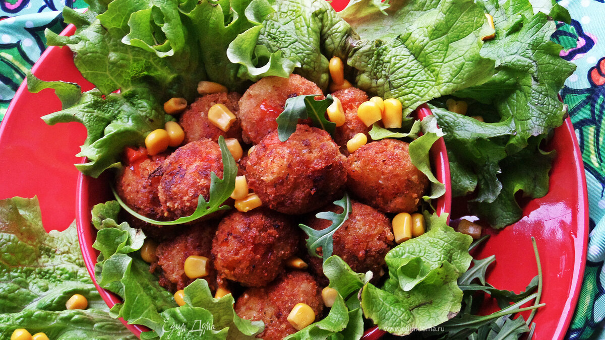 Закусочные колобки из спагетти