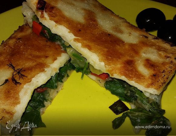 Конвертики с мангольдом, болгарским перцем и зеленью Конвертики с мангольдом, болгарским перцем и зеленью