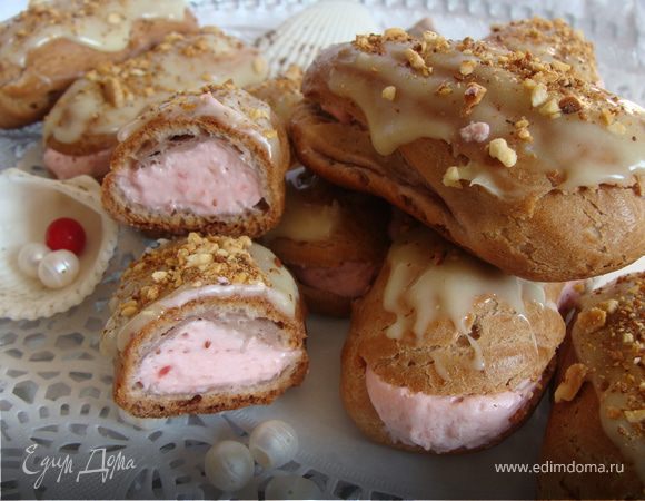 Эклеры "Клубника со сливками"