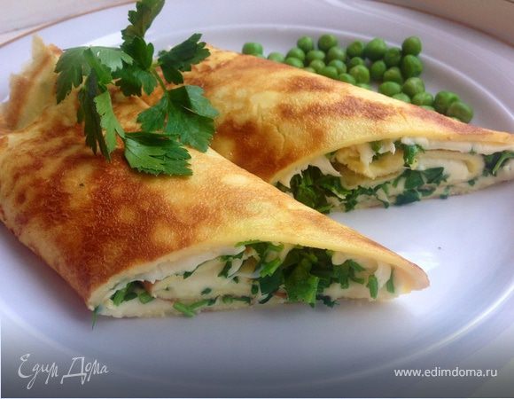 Нежный омлет-рулет с начинкой