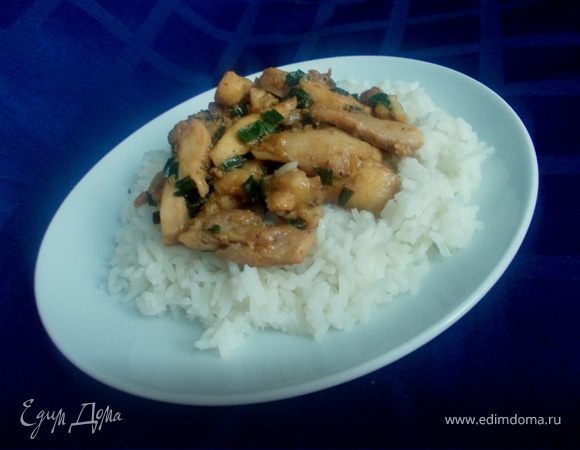 Курица в мандариново-соевом маринаде с рисом