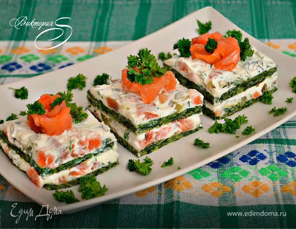 Закусочные пирожные из лосося и шпината "Сёмужкин каприз"