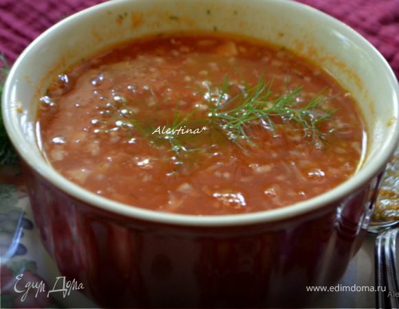 Томатный суп с укропом Томатный суп с укропом