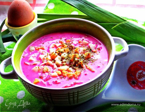 Холодник на кефире с маринованной свёклой