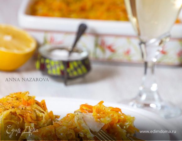 Запеченная треска под горчичным соусом