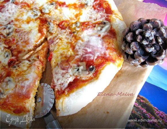 Пицца с острой колбасой и перцем Пицца с острой колбасой и перцем