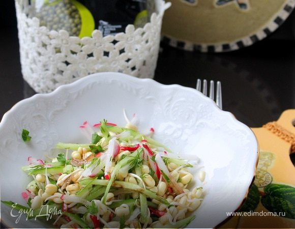 Освежающий хрустящий салат из огурцов с маринованным луком, укропом и мятой - рецепт автора Алина