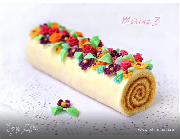 Бисквитно-карамельный рулет "Радуга самоцветов"