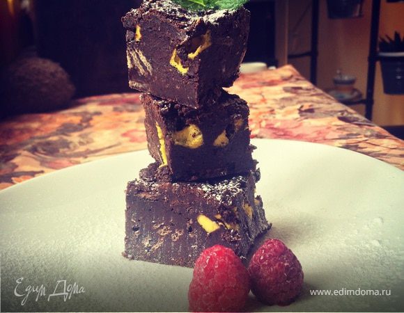 Брауни с вафлями и мятным зефиром Брауни с вафлями и мятным зефиром