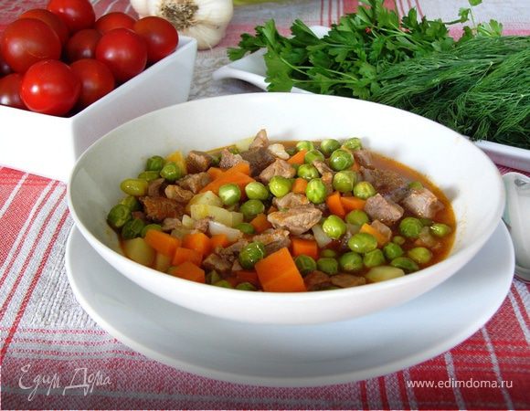 Рагу из зеленого горошка с мясом