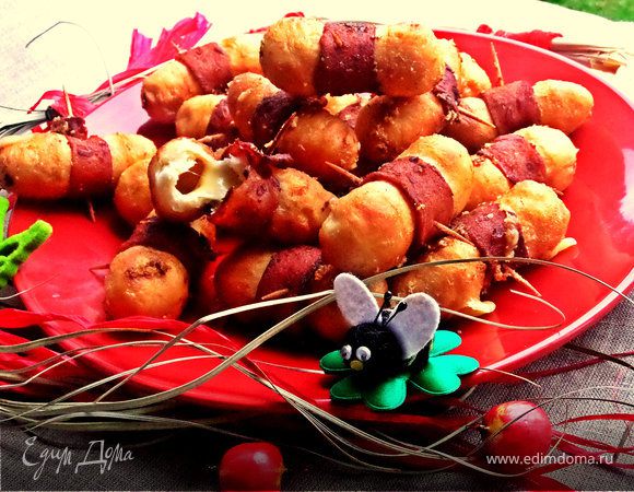 Закусочные пирожки с сыром и ветчиной "Муравьи"