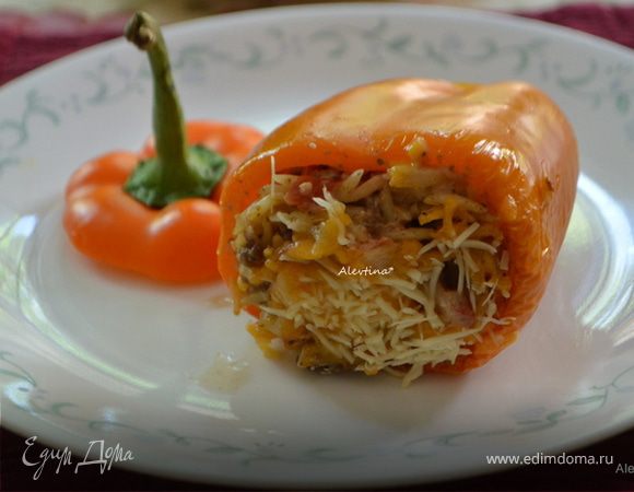 Фаршированные сладкие перцы с итальянской  пастой орзо 
