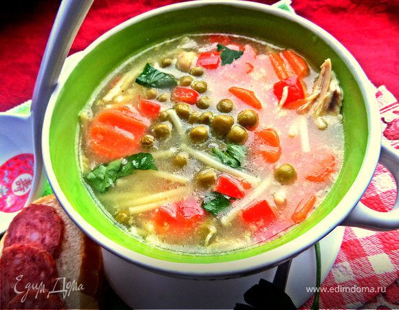 Суп с овощами и спагетти Суп с овощами и спагетти