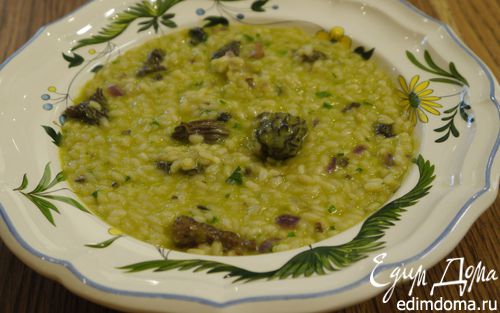 Рецепт Рисовая каша со сморчками и зеленым горошком