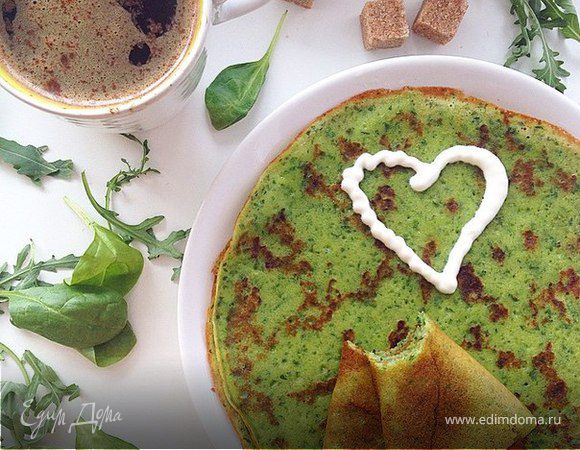 Блинчики со шпинатом и руколой без яиц Блинчики со шпинатом и руколой без яиц