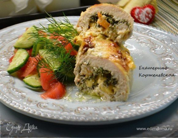 Куриная грудка, фаршированная креветками и сыром Куриная грудка, фаршированная креветками и сыром