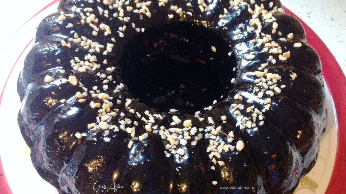 Кекс на апельсиновом соке в шоколадной глазури (Çikolatalı portakallı kek)