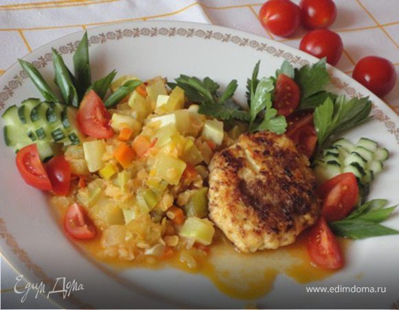 Овощное рагу с красной чечевицей