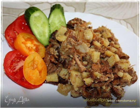 Лисички с картошкой в казане