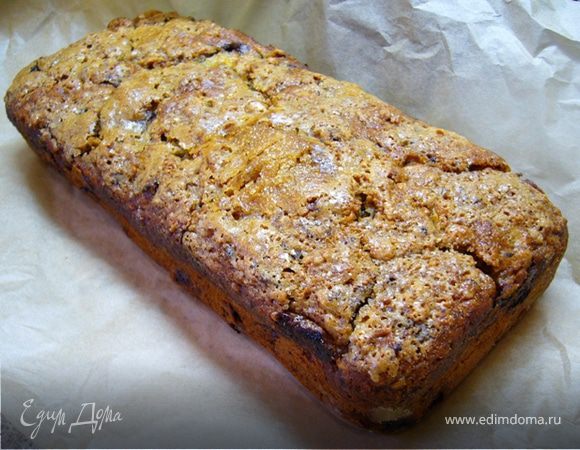 Постный кекс с бананами, шоколадом и кленовым сиропом