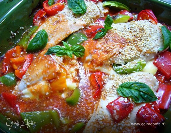 Курица, запеченная с овощами Курица, запеченная с овощами