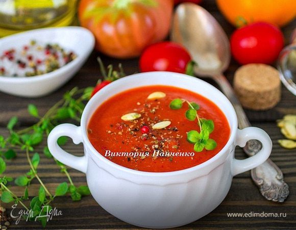 Суп-пюре  из запеченных перцев с апельсиновым соком