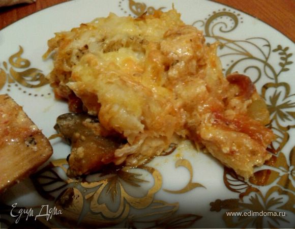 Запеченные овощи под картофельно-сырной корочкой Запеченные овощи под картофельно-сырной корочкой