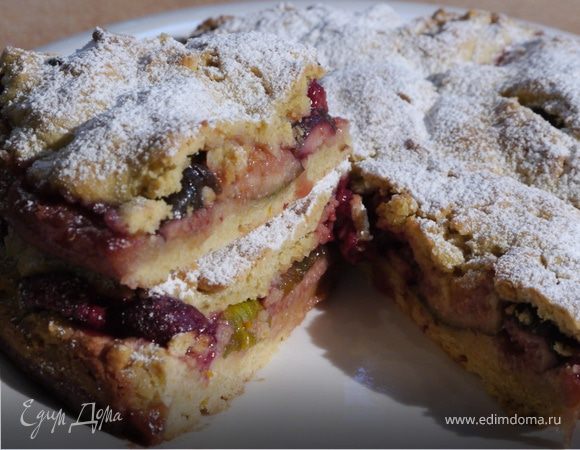 Пирог с малиной и инжиром 