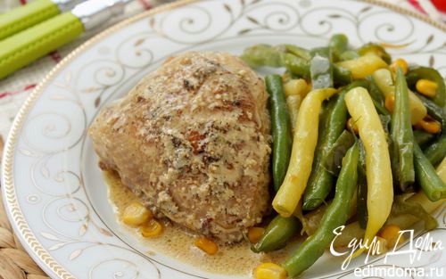 Рецепт Курица в горчичном соусе с гарниром из фасоли