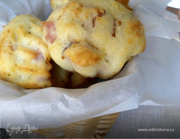 Маффины на кефире "ветчина-сыр" Маффины на кефире "ветчина-сыр"
